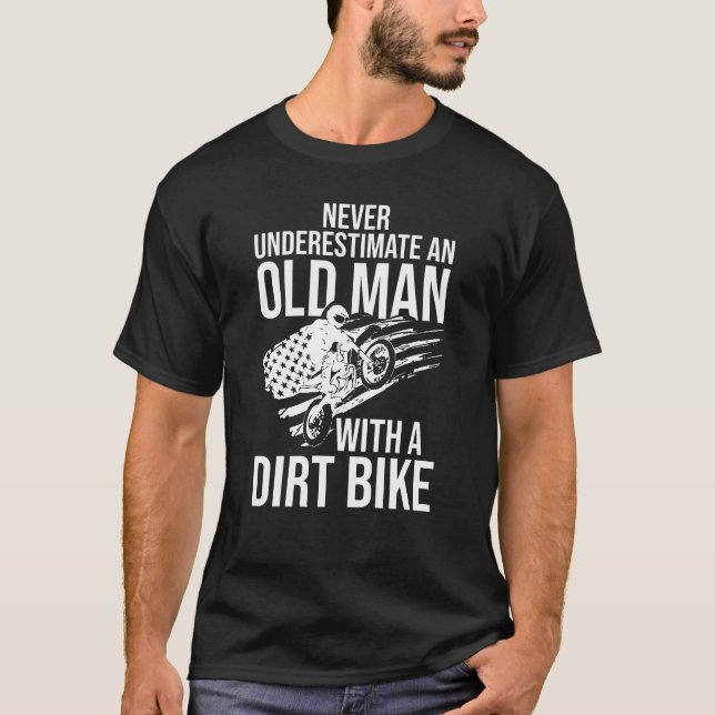 T-shirt Ne sous-estimez jamais un vieil homme à vélo droit (Devant)