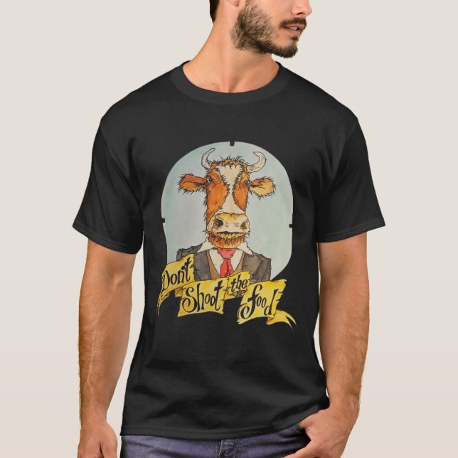 T-shirt Ne tirez pas la nourriture - chemise foncée (Devant)