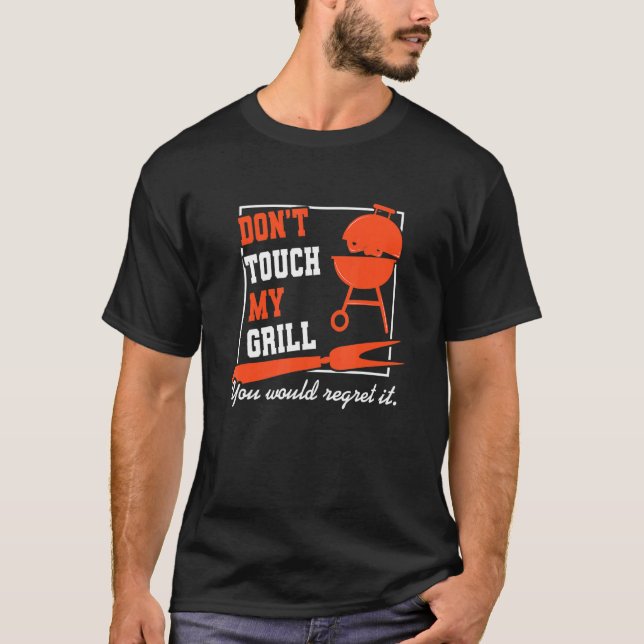 T-shirt Ne touchez pas ma partie grill Master Barbecue Gri (Devant)