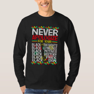 T-shirt Ne vous excusez jamais pour la noirceur, jaune rou