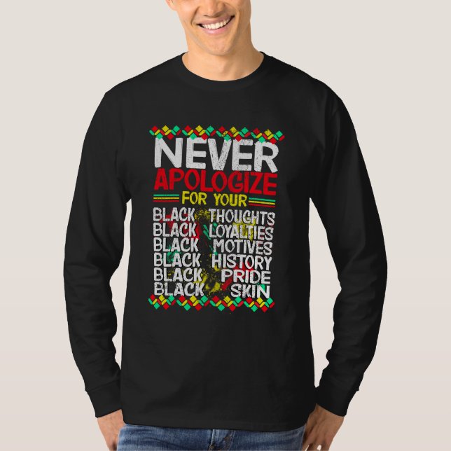 T-shirt Ne vous excusez jamais pour la noirceur, jaune rou (Devant)
