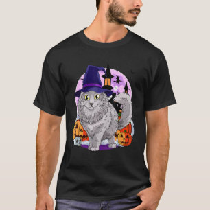 T-shirt Nebelung Cat Cute Halloween sorcier Citrouille