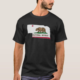 T-shirt NEBRASKA CARTE DE L'ÉTAT CALIFORNIE CA Drapeau Rac