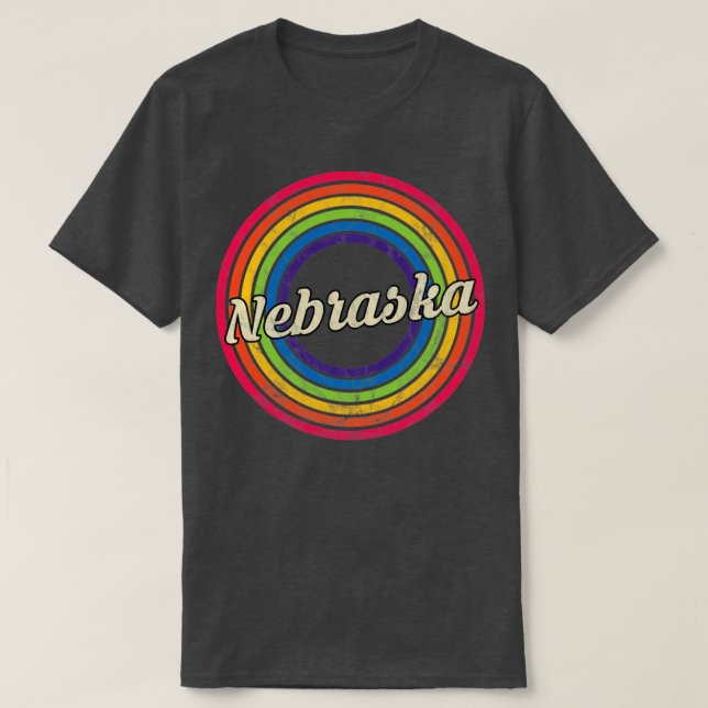 T-shirt Nebraska Retro Arc-en-ciel style passé (Design devant)