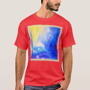 T-shirt Nebula Stars Bleu, Jaune et Lait Blanc. Commandez
