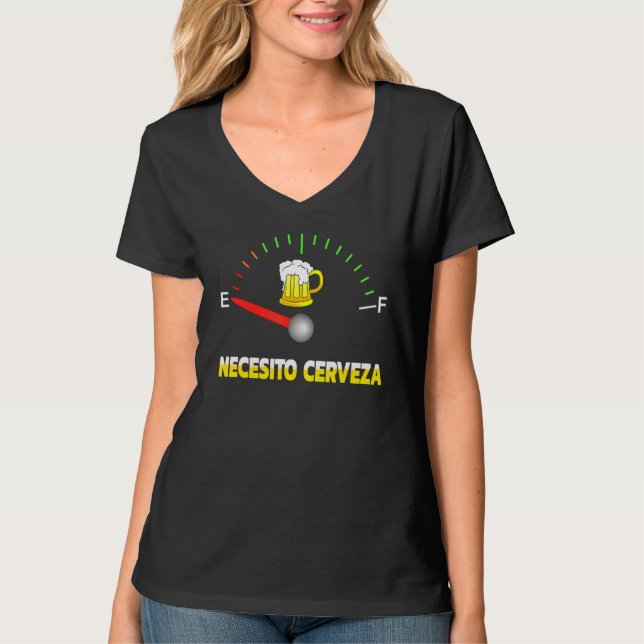 T-shirt Necesito Cerveza I need beer in Spanish Design (Devant)