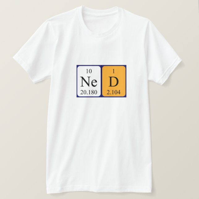 T-shirt Ned nom de table périodique chemise (Design devant)