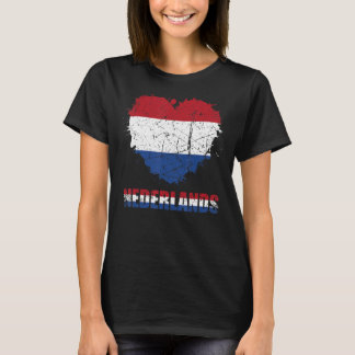 T-shirt Nederlands Drapeau Coeur Vintage Graphisme Holland