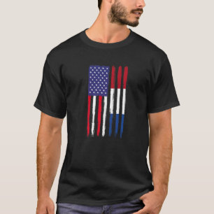 T-shirt Néerlandais Racines Drapeau Demi-Américain Patriot