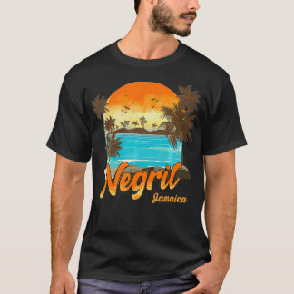 T-shirt Negril Jamaica Beach Vacances été Sunset Palm T