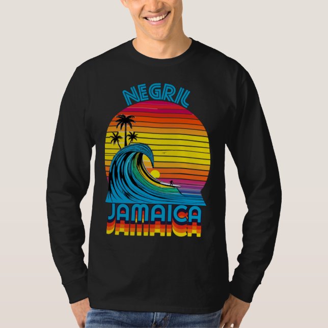 T-shirt Negril Jamaica Retro Throwback Surf & Beach Souven (Devant)