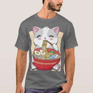 T-shirt Neko Cute japonais Anime Ramen Chat