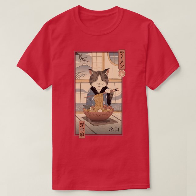 T-shirt Neko Ramen Ukiyoe (Design devant)