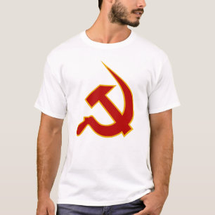 T-shirt Néo- marteau et faucille rouge foncé et jaunes