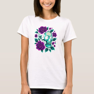T-shirt Neon Bloom – Crâne dans les Roses
