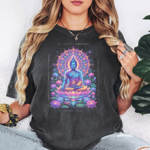 T-shirt Néon Bouddha Méditation Lotus Mandala Art