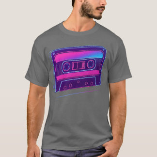 T-shirt Neon Cassetteape Retro Design retro