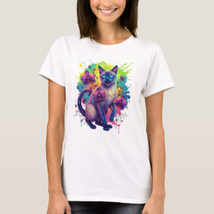 T-shirt Neon Cat Imaginaire Floral Art