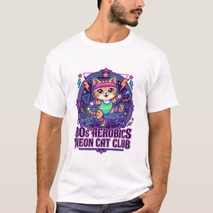T-shirt Néon de chat d'aérobic des années 80 - Drôle de co