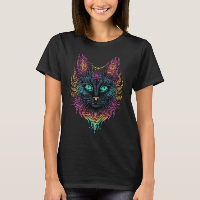 T-shirt Neon Enchanted Feline (Devant)