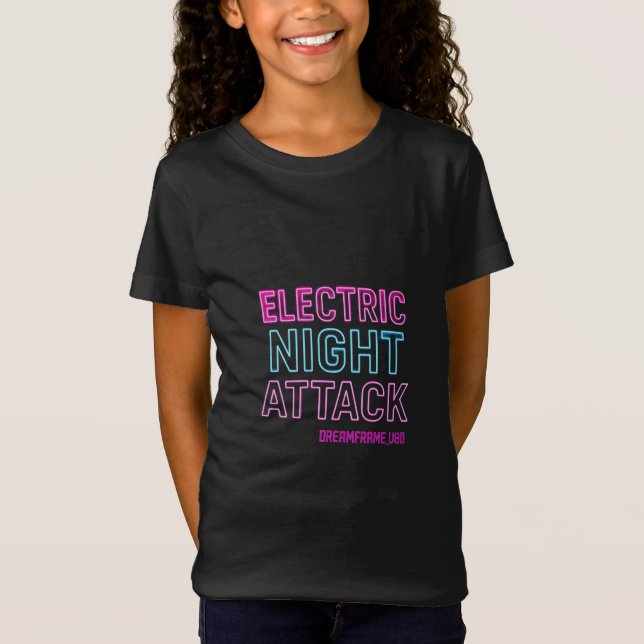 T-Shirt Neon Glow Typography Print | Retro Futuristic Room (Devant)