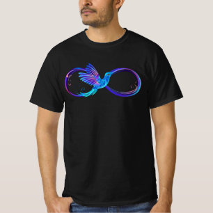 T-shirt Neon Infinity Symbol with Glowing Hummingbird