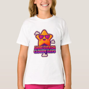 T-shirt Neon Kawaii Star - "Shine even on Cloudy Days"