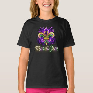 T-shirt Neon Mardi Gras Fleur de lis coloré