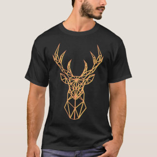 T-shirt Neon Orange Deer Head -  Polygon Antlers Classic T