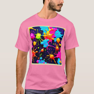 T-shirt Neon Paint Splatter Art Abstrait