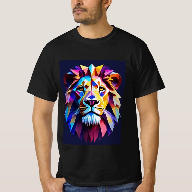 T-shirt Neon Pride : Une tête de lion majestueuse (Devant)