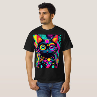 T-shirt ✨ Neon Psychedelic Cat – Pop Art Design 🎨🐱