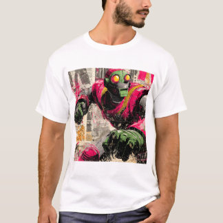 T-shirt Neon Punchbot — Graffiti Newspaper Collage Action 