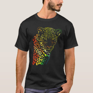 T-shirt Neon Rainbow Leopard Face Artwork