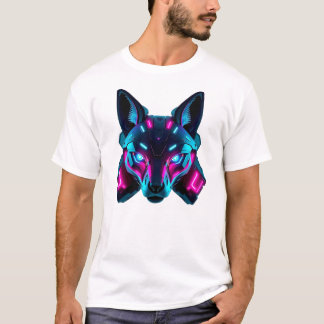 T-shirt Neon Robotique Fox Face Art