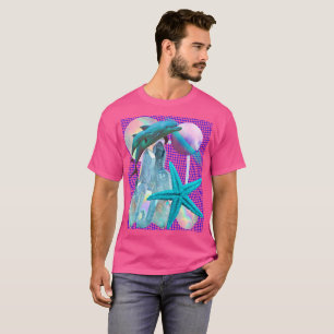 T-shirt Neon rose Vaporwave/ Seapunk Esthétique, Dauphin