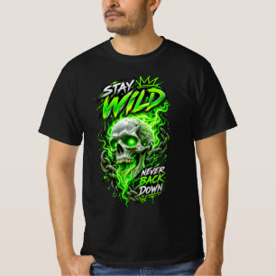 T-shirt Neon Skull – Reste Sauvage Ne Recule Jamais