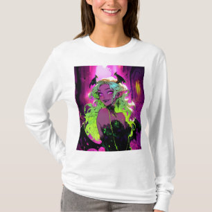 T-shirt Neon Succubus Demon Anime Girl