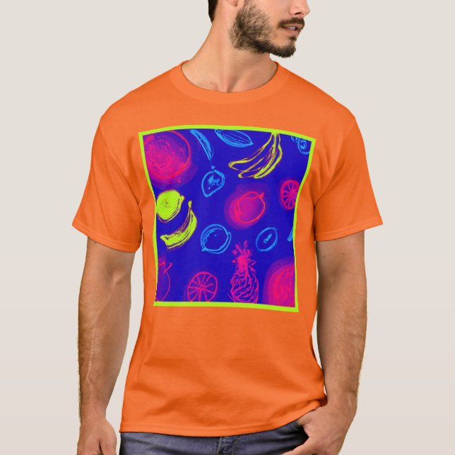 T-shirt Neon Tropical Fruits Motif Art. Acheter Maintenant (Devant)