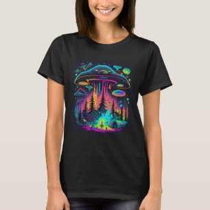 T-shirt Neon UFO et scène Alien Art psychédélique