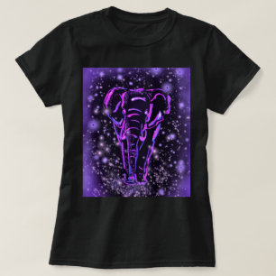 T-Shirt Néon Violet Rose Elephant Dans La Nuit éto