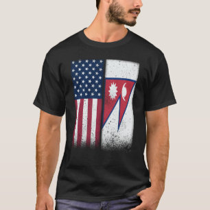 T-shirt Népal Népal Drapeaux Américains Fier USA Népal