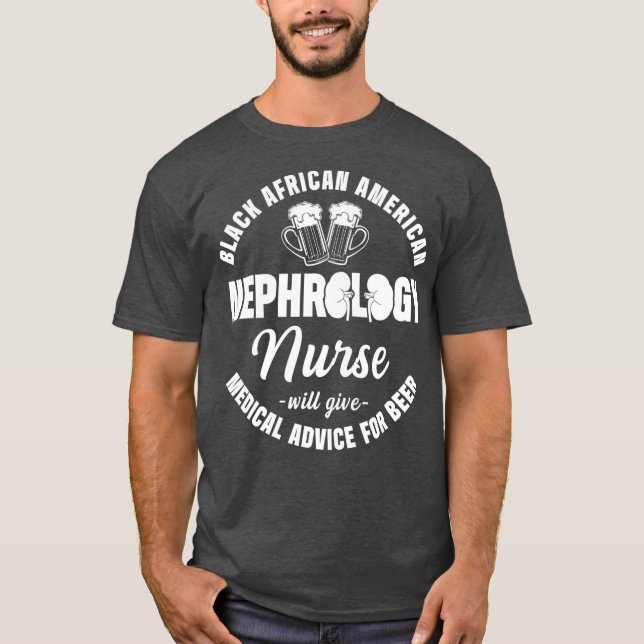T-shirt Nephrologie Infirmière Noir Africain Pour Dialyse  (Devant)