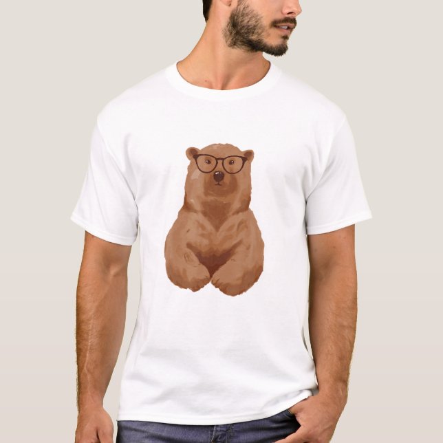 T-shirt Nerd d'ours Brown intelligent (Devant)