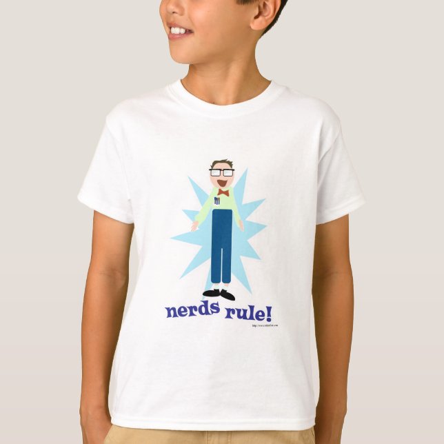 T-shirt Nerds Rule Goofy Geeky Dork Caractère de dessin an (Devant)