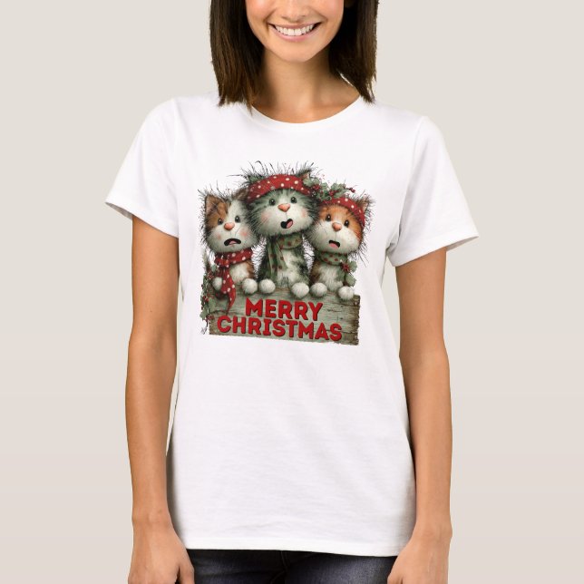 T-shirt Nerry Christmas Cats (Devant)