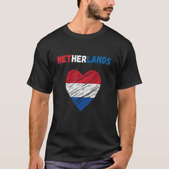 T-shirt Netherlands Flag Holiday Netherlands Heart Dutch F (Devant)