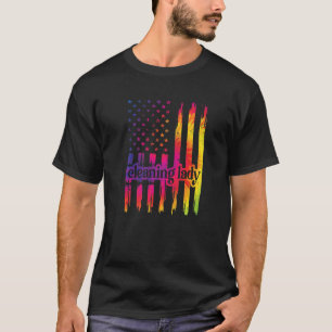 T-shirt Nettoyage Lady Us Nettoyeur Drapeau Ménagère