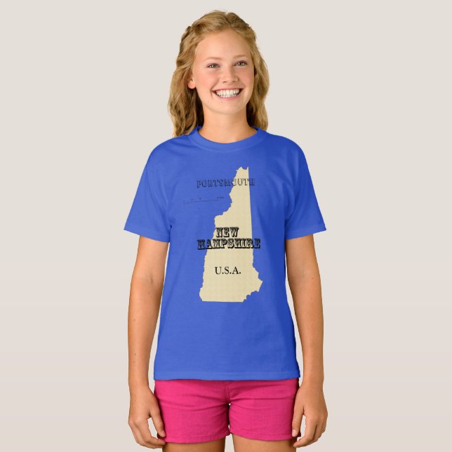 T - Shirt - Neue Hampshire-Karte mit Stadt (Vorne ganz)