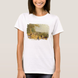 T-shirt Neuf lévriers dans un paysage (huile sur la toile